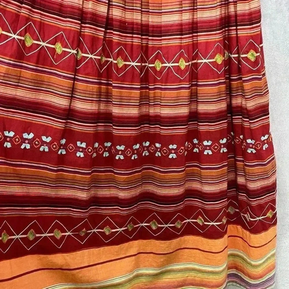 Coldwater Creek Sz 6 Stripe Cotton Embroidered Smocked Cottagecore Hippie Dress‎ - Picture 6 of 16